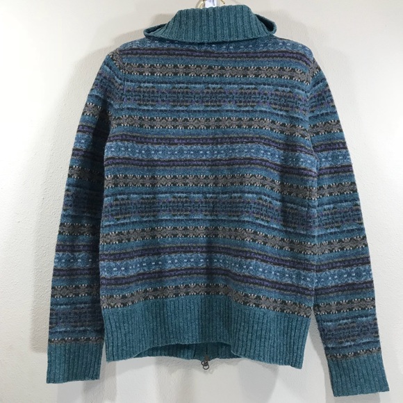 nordic fair isle lambswool knit cardigan sweater - Picture 6 of 8